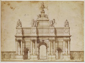 Proposal for the Arc de Triomphe, rue Saint-Antoine, Paris by Charles Le Brun